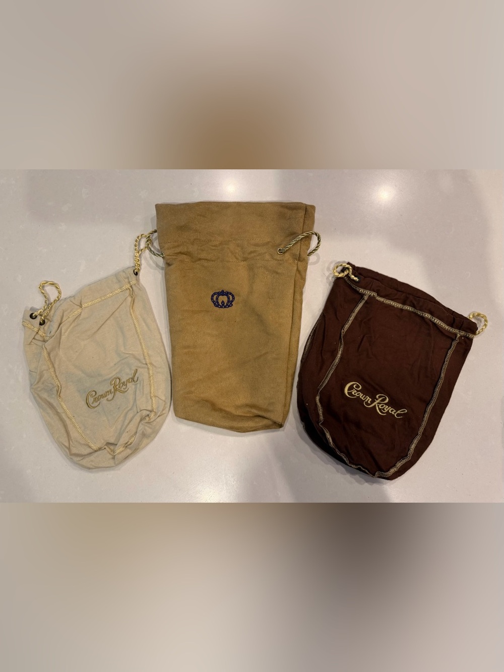 3 Crown Royal Drawstring Velvet Bags
